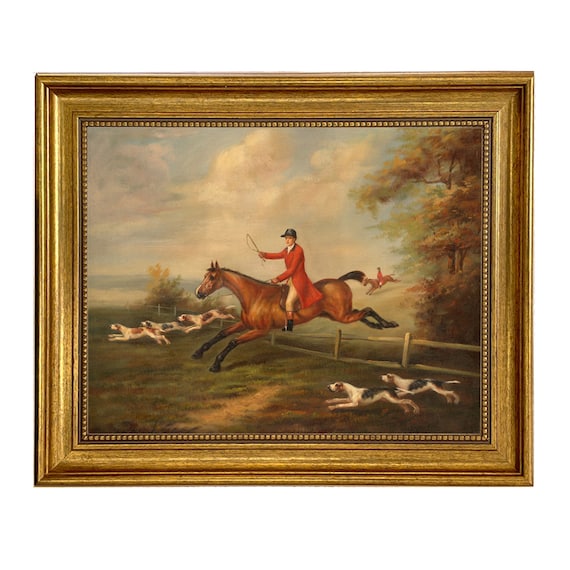 Fox Hunting Scene After J.N. Sartorius Framed Canvas Print