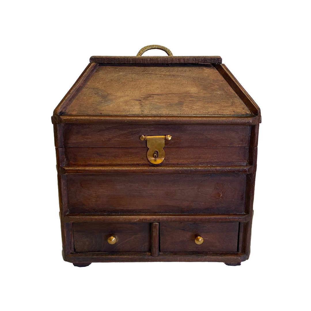 11&quot; Portable British Campaign Chest- Antique Vintage Style