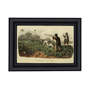 Partridge Hunting Framed Color Print, Antique Style, English, Cabin, Lodge, Gallery Wall, Wall Art, Decor