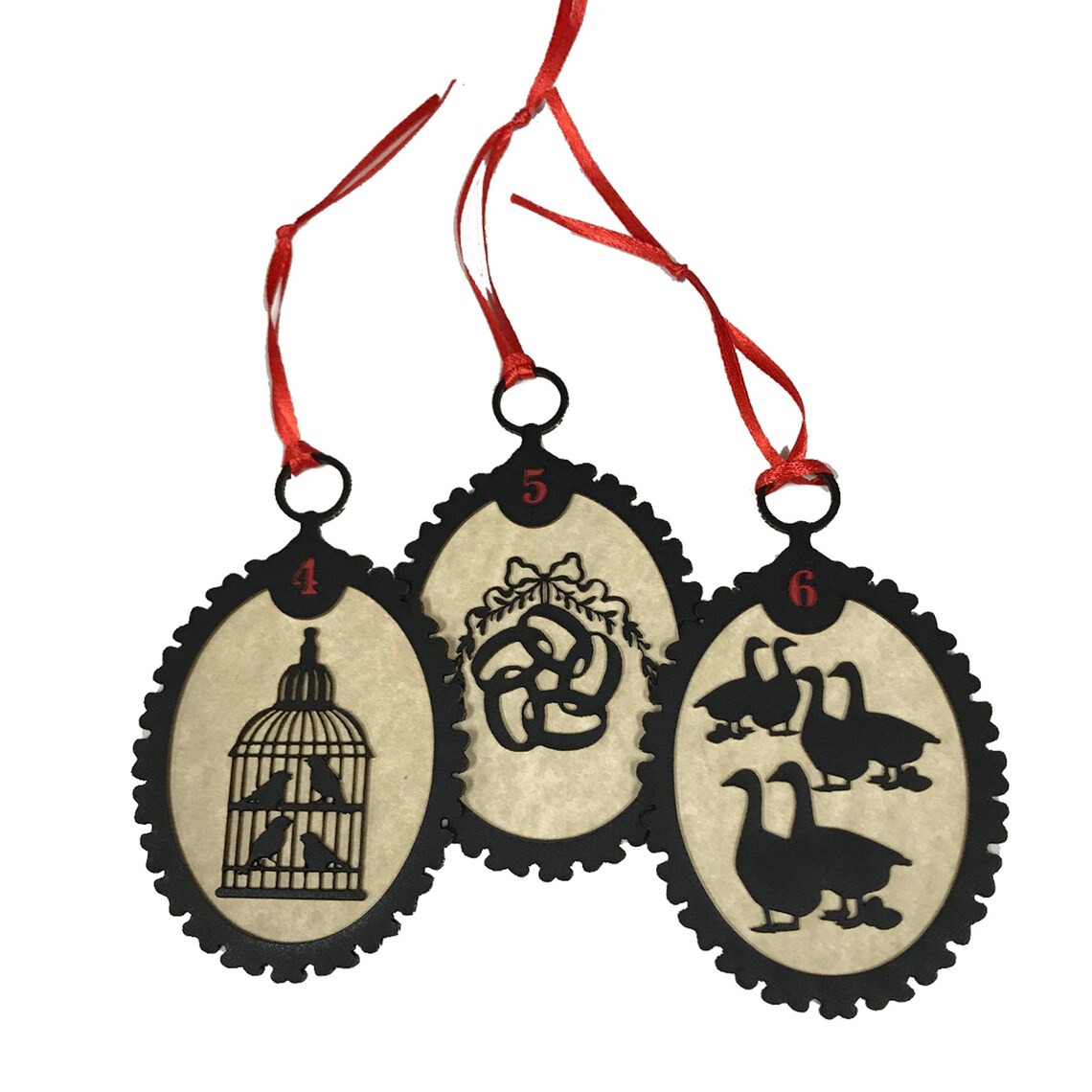 12 Days of Christmas Silhouette Ornaments With Antiqued Paper - Etsy