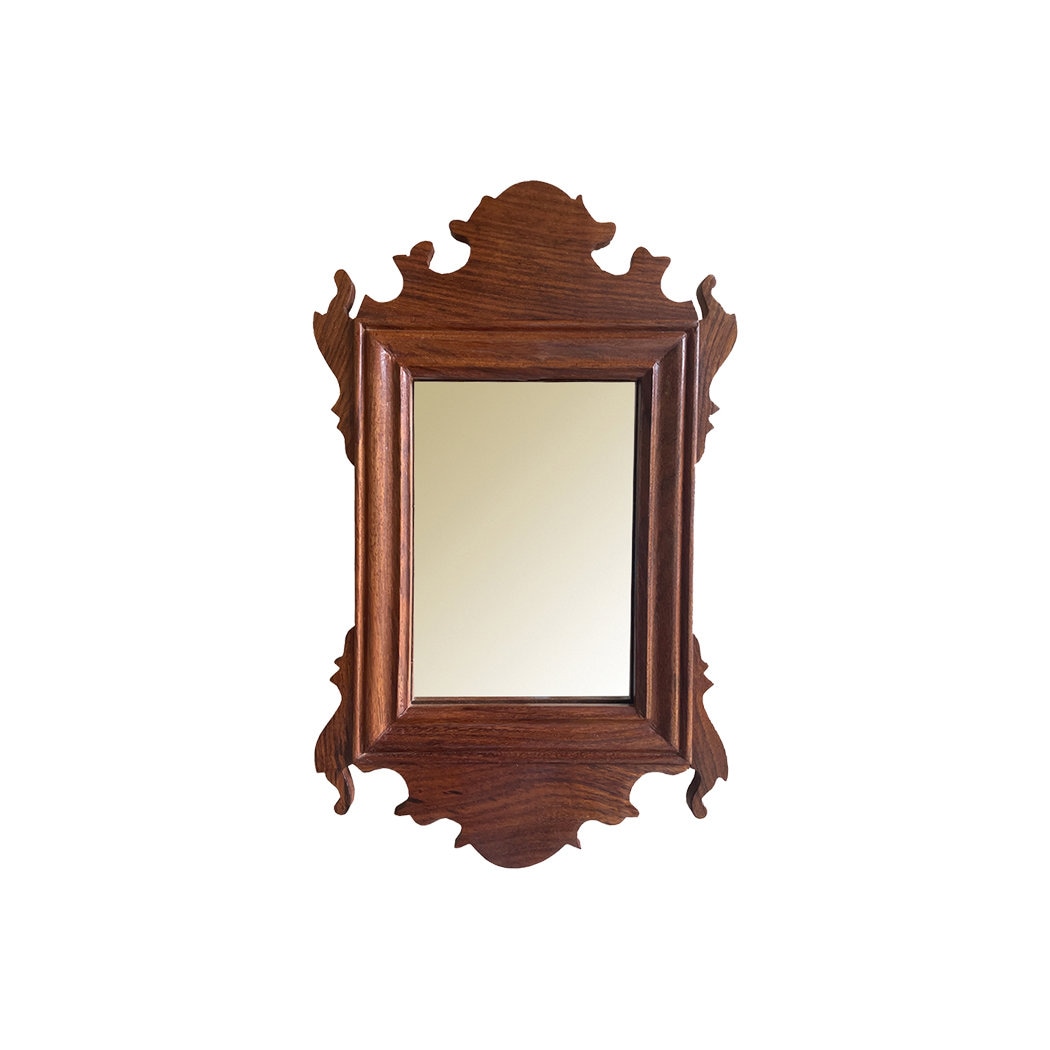 11" Small Wood Colonial Style Mirror, Chippendale Mirror, Early American Style, Antique Style Decor
