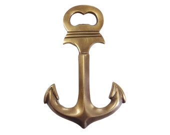 6" Antiqued Brass Anchor Bottle Opener- Antique Vintage Style