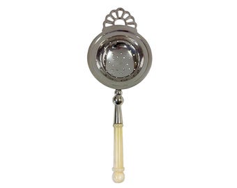 8-3/8" Tea Strainer with Bone Handle, Antique Style, Tea Bag Strainer, Loose Tea Strainer, Tea Lover Gift, Romantic Lifestyle