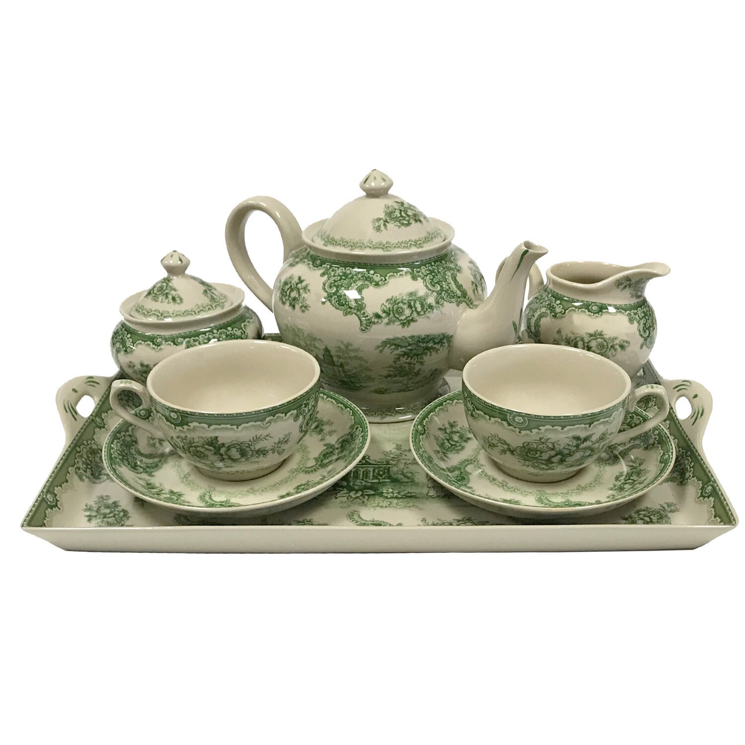 Tea Set China & Dinnerware Pottery & Glass 16" Gondola Green