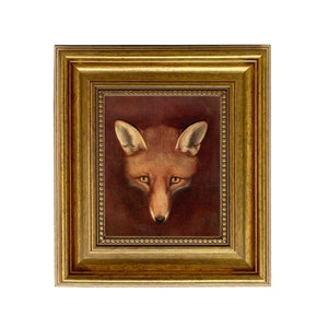 Fox Head by Reinagle c1800 Framed Oil Painting Print on Canvas in Antiqued Gold Frame