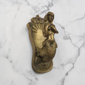 Appendiabiti a forma di sirena in ottone anticato da 5", gancio a forma di sirena, decorazione nautica