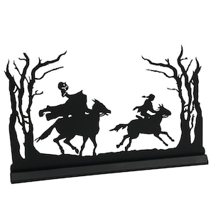 ORIGINAL Headless Horseman Scene Standing Wood Silhouette Halloween Tabletop Ornament Decoration- 3 SIZE options!