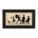 Framed "Halloween Parade" Paper Silhouette in Solid Wood Antique Black Frame with Gold Accent