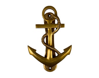 6-1/2" Antiqued Brass Anchor Door Knocker, Nautical Decor, Coastal Decor, Privacy Knocker