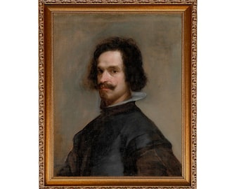 Diego Velázquez Self-Portrait Print, Antiqued Gold Frame, Spanish Art