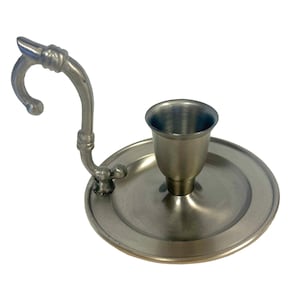 4-3/4&quot; Pewter-Plated Candle Holder- Antique Vintage Style