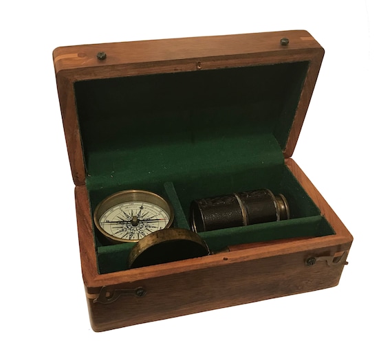 Solid Brass Traveling Telescope Monocular Set w/ Wood Box Solid Brass Traveling Telescope Monocular Set w/ Wood Box