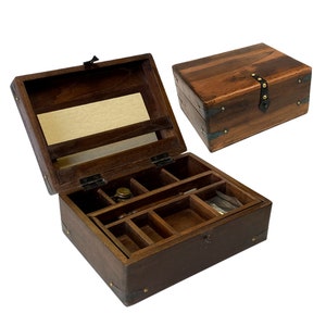 Colonial Distressed, Teak/Mango Wood Traveling Writing Chest with Accessories