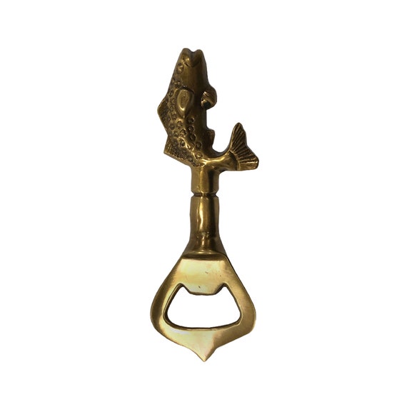 Vintage Germany Brass & Metal Fish Shaped Bottle Opener With  Vintage Brass Fish-Shaped Bottle Opener main image 2