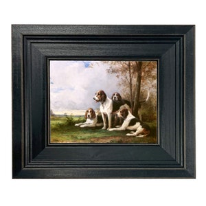 Dog&#39;s Moment Rest Framed Oil Painting Print on Canvas, Hunting Dog Art, Hunting Dog Print, Vintage Dog Print, Lodge Wall Art, Cabin Decor