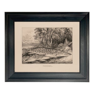 Pickerel Currier & Ives Framed Reproduction Print, Framed Art Print, Farmhouse Decor, Cabin Wall Art, Cabin Decor, Framed Vintage Print