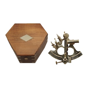 Grote 8-1/2&quot; massief messing nautische sextant met palissander scharnierende doos, antieke reproductie, nautisch geschenk, nautisch decor, nautisch kantoor