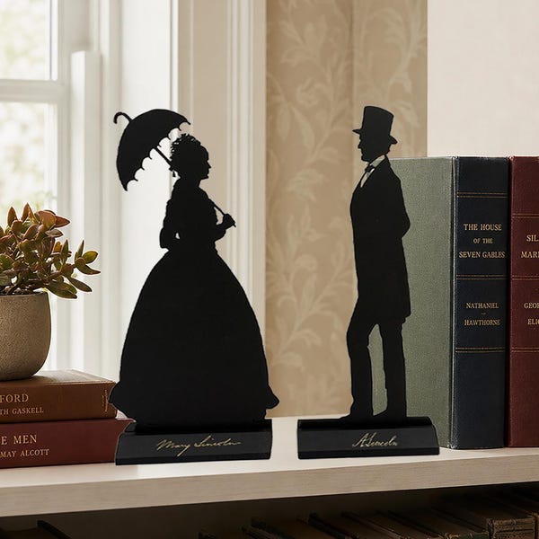 Abraham Lincoln & Mary Todd Lincoln Wood Silhouette, Civil War Decor, Primitive Americana, Early American