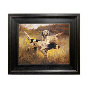 English Setters Framed Oil Painting Print on Canvas, Framed Dog Art, Hunting Dog Print, Framed Art Print, Sporting Art