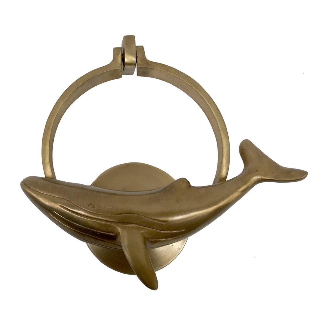 6-1/4 Antiqued Brass Whale Door Knocker Antique Vintage Etsy