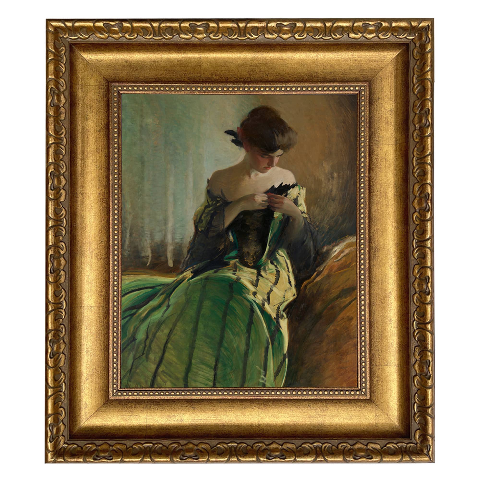 Framed Woman in Green Dress Canvas Art Print, Potrait Art, John White  Alexander - Etsy