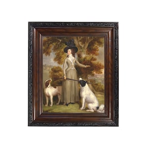 The Countess of Effingham by George Haugh Oil Painting Print Reproduction on Canvas in Brown and Black Solid Oak Frame- 15-1/2&quot; x 18-1/2&quot;