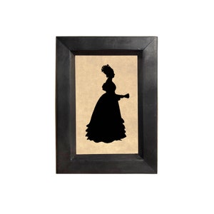 Martha Washington Printed Silhouette in Black Wood Frame, Early American, Wall Art, Decor