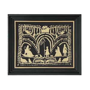 American Fantasy ingelijst patriottische Scherenschnitte, antieke reproductie papercut kunst, koloniale volkskunst, Americana wanddecoratie
