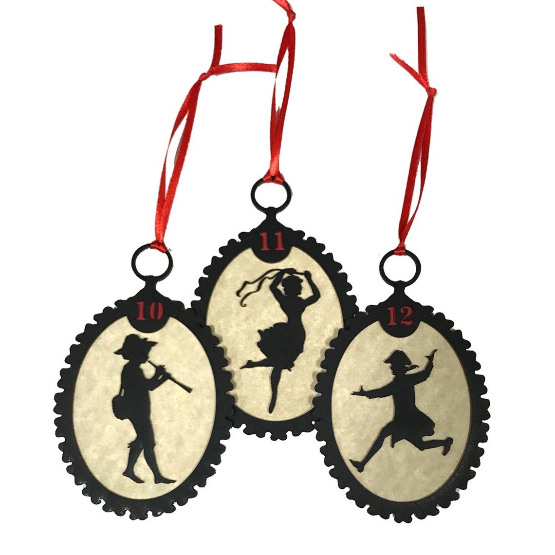 12 Days of Christmas Silhouette Ornaments With Antiqued Paper - Etsy