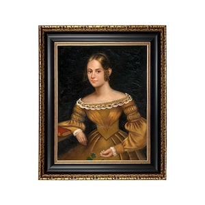 Portrait of a Woman Framed Oil Painting Print on Canvas, Colonial, American, Portrait, Wall Art, Decor