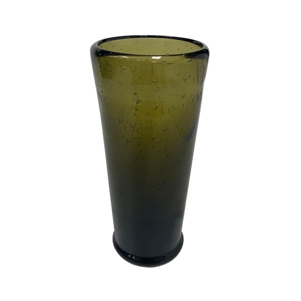 6-1/4" Hand-Blown Dark Green Tavern 14-oz. Water Glass- Antique Vintage Style