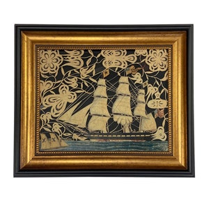 America&#39;s Paul Jones ca. 1845 Framed Schereneschitte, Antique Reproduction, Maritime Wall Art, Nautical Silhouette, Nautical Decor, Wall Art