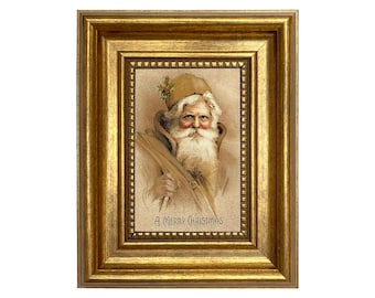 Weihnachtsmann gerahmte Leinwanddruck, viktorianische Weihnachtswandkunst