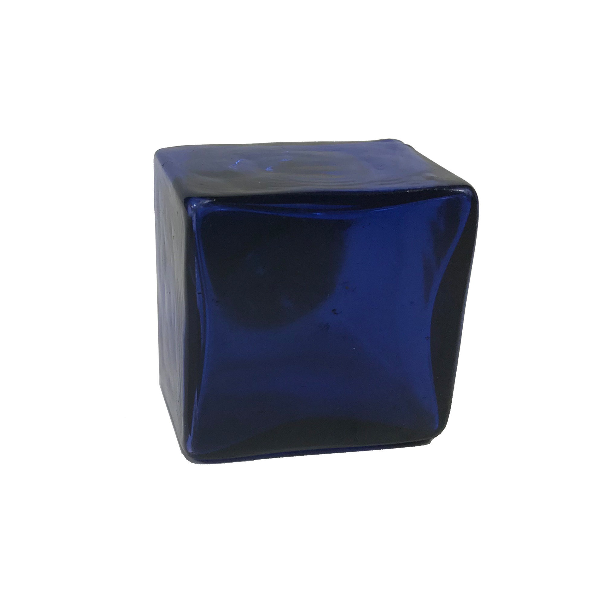 Antique Style Solid Thick Glass Square Cobalt Blue Inkwell Ink pot Bot –  Early Home Decor