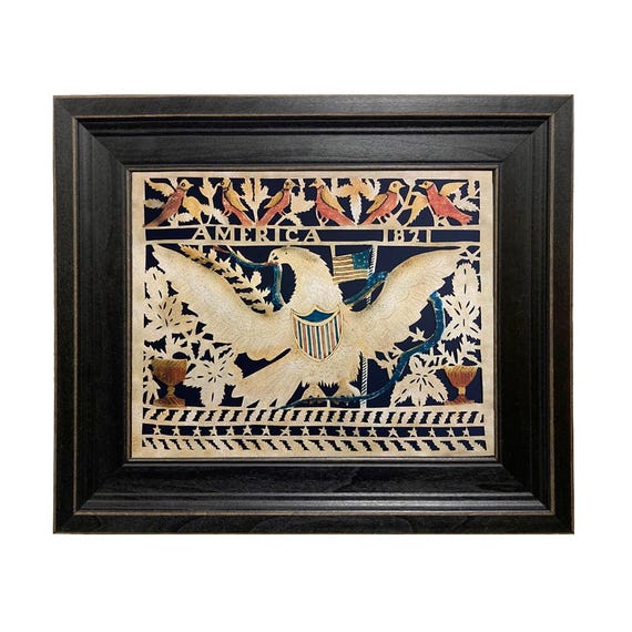Framed American Eagle Scherenschnitte- Patriotic Wall Art