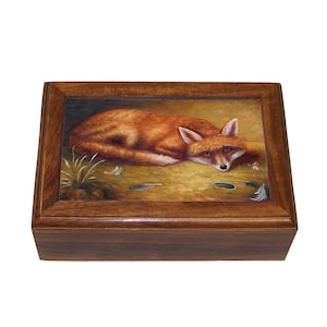 Fox&#39;s Meal Framed Print Wood Trinket Box, Jewelry Box, Gift Box, Gift for Groomsman, Gift for Hunter, Cabin Decor, Fox Gift