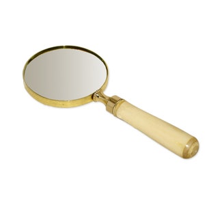 8" Brass Magnifier with White Bone Handle- Antique Vintage Style