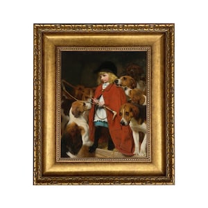 The New Whip by Charles Burton Barber Framed Oil Painting Print on Canvas, Fox Hunt Art, English Country Decor, Victorian, Wall Art