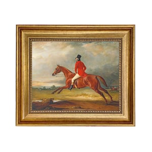 Major Healey Wearing Raby Hunt Uniform Framed Oil Painting Print on Canvas, Fox Hunt Print, Vintage Style Fox Hunt Art, Gallery Wall Art