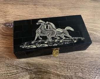 Engraved Horse Trinket Box, Equestrian Decor, Horse Gift