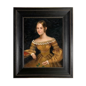 Portrait of a Woman Framed Oil Painting Print on Canvas, Colonial, Early American, Portrait, Wall Art, Decor