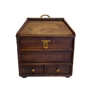 11&quot; Portable British Campaign Chest, Antique Style Reproduction, Wooden Chest, Storage Chest, Antique Style Decor