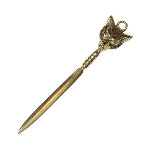 9-1/2 "Solid Brass Fox Letter Opener- Estilo Vintage Antiguo