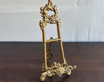 9" Vintage Style Brass Easel Stand, Antique Style Easel, Ornate Brass Easel, Rococo Home Decor, Vintage Style Decor