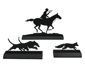 Fox Hunt Wood Silhouette Set, Equestrian Decor