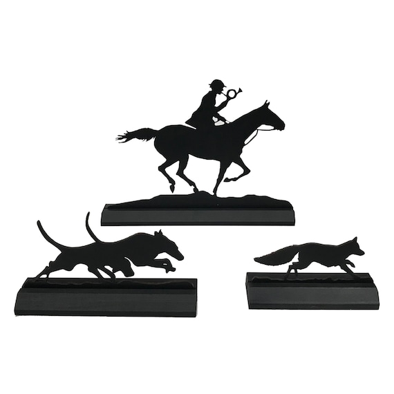Fox Hunt Wood Silhouette Set, Equestrian Decor
