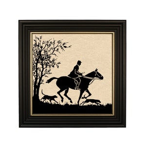 To the Hunt Equestrian Framed Paper Cut Silhouette, Equestrian Wall Art, Fox Hunt Art, English Equestrian, British Decor