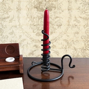6&quot; Wrought Iron Spiral Courting Candle Holder, Antique Style, Colonial Candle Holder, Early American Decor, Primitive Decor, Wrought Iron