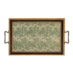 William Morris Dekoratives Tablett Tulip mit Messinggriffen, Frühlingsdekor, Grünes Dekor, Kaffeetischtablett, Kommode, englisches Landhausdekor