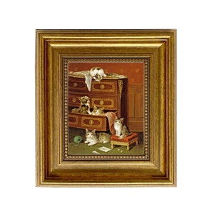 Musique chatons une nouvelle cachette encadrée, impression sur toile de peinture à l'huile sur toile, peinture encadrée de chat, art encadré de chat, cadeau chat, art mural pour chambre d'enfant,